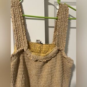 American Eagle yellow and white flower romper with shorts